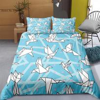 Paper Toy Origami Craft Sailing Ship Plane Thousand Paper Crane Duvet Cover Paper Art Bedroom Decorations Polyester Quilt Cover 70x133cm 2pcs