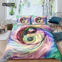 Luxury 3D Color Tai Chi Print Home Living Comfortable Duvet Cover Set Pillowcase Kid Bedding Set Queen and King EU/US/AU/UK Size EU single(135x200cm) gray