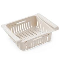 Multifunction Kitchen Refrigerator Storage Basket Rack Fridge Freezer Shelf Holder Pull-out Plastic Drawer Organiser Space Saver chaki