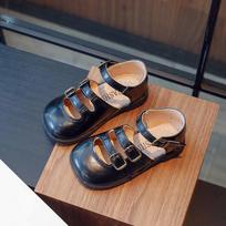 Britain Style Children Fashion Girls Leather Shoes Drop Shipping 2024 Hook & Loop Buckle Non-slip Boys Casual Sandals Versatile 22 juoda