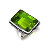 Peridot Gemstone Handmade Ethnic 925 Sterling Silver Jewelry Ring Size 10 a3T13 green