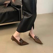 2024 Summer Footwear with Heel Office Shoes for Women Normal Leather Pointed Toe Shoes Spring Designer Loafers Shoes Zapatillas 34 ruda