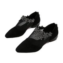 Shoes Female 2024 Mesh Women's Pumps Retro Office Pumps Women Crystal Floral Pointed Toe Back Zip Outdoor Plus Size Ladies Shoes 35 juoda