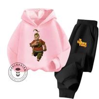 2025 It Takes Two Cartoon Niche Design Advanced Sense Pure Cotton Cheap Hoodie Set Suitable for Children Spring and Autumn Wear 100 pink