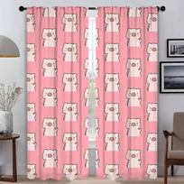 Pink Pig Curtains for Living Room Curtain Shades Tulle for Bedroom Partition Halloween Decoration Home Interior Curtains Kitchen W50xH70cmx2pcs-CL
