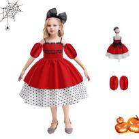Halloween Girls Dress Printed Dress Witch Role Play Cosplay Costume Masquerade Costume 110 raudona