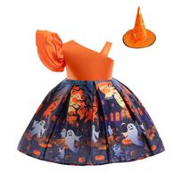 Halloween Baby Girls Dress Printed Dress Witch Role Play Cosplay Costume Masquerade Costume 110 šafranas