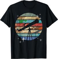 Planets of Solar System Telescope Astronomy Science Fan T-Shirt Clothing Tops  Graphic Women Unisex T Shirts  Camisas 4XL juoda
