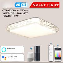 Doodle Išmanieji namai LED lubinis šviestuvas Modernus paprastas miegamojo šviestuvas Xiaodu Tmall Genie Google garso valdymas [36W] 2.4G remote control 100-265V 30CM