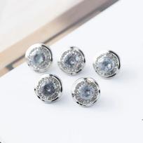 5pcs Fashionable Gemstone Buttons 11.5mm Small Luxurious Metal Shank Buttons Woman's Clothing Decorative Buttons 11.5mm balta