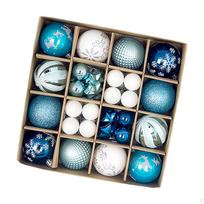 44 Pieces Christmas Balls Ornaments Baubles Bulk 3cm-6cm Xmas Tree Hanging Blue White