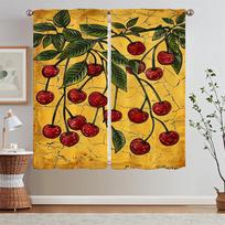 The Cherry Is Ripe White Curtains on Offer Free Shipping Blackout Curtain for Children's Room Black Out Curtains 2 Pcs Set Curls W50xH70cmx2pcs-CL