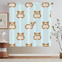 Tulle for Living Room Decoration Corgi Curtains for Kitchen Curtains 2 Pieces Window Bathroom Curtain Tiebacks Curls Blind the W50xH70cmx2pcs-CL brown