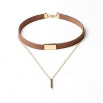 Vintage Punk Women Faux Suede Choker Polished Bar Pendant Short Necklace Jewelry ARI