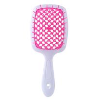 Pūkuotas modeliavimo šukos tinklelio šukos kirpybai plaukams glotninti korio šukos plastikinės masažinės šukos tuščiavidurės šukos sausam ir šlapiam naudojimui pink
