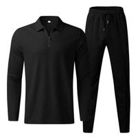 Summer European And American Waffle Long Sleeve Long Pants 2 Piece Athletic Casual Set L juoda