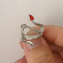 2024 Sea Blue Topaz Snake Open Ring: High-End Artistic Design, Chic and Unique silver snake raudona