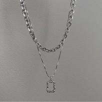 Double-Layer Simple Stacked Necklace, Female Tide Niche Thin Neck Hip-Hop Cold Wind Pendant Versatile