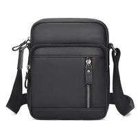 Jiameida Men's Small Lightweight Genuine Leather Messenger Bag Casual Cowhide Shoulder Bag juoda