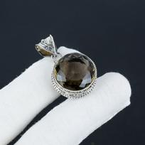 Dainty Smoky Topaz Gemstone Silver Pendant in 925 Sterling Silver - Handmade Pear Design, Everyday Wear Jewelry Mother Day Gift 1.77 " ruda