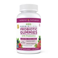 Kids Nordic Flora Probiotic Gummies with Prebiotics 1.5 Billion Merry Berry Punch Taste, 60 Gummies