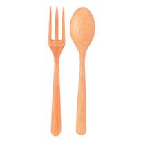 2 vnt./rinkinys karščiui atspari medinė šakutė ir šaukštas, patvarus virtuvės įrankis namams, restoranui