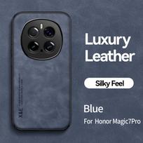 KEYSION Luxury Retro PU Leather Case for HONOR Magic7 Pro 5G Soft Silicone+PC Shockproof Phone Back Cover for Huawei Magic 7 Pro for Magic 7 Pro mėlyna