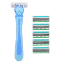 Men Manual Shaver Razor Portable Body Hair Trimmer Shaver with Cutter Head (Blue) white