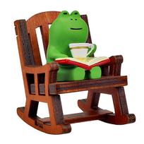 Adorable Frog Drinking Coffee Ornament Sculpture Perfect for Desk Decoration and Miniature Landscapes for Frog Lovers