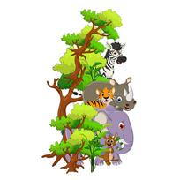 Vandeniui atsparus lipnus didelis medis gyvūnas dramblys raganosis tigras maka sienų lipdukas miegamojo svetainės sienų dekoravimo lipdukas durų lipdukas 57*110cm brown