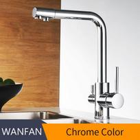 Silver Filter Kitchen Faucets Deck Mounted Mixer Tap 360 Rotation with Water Purification Features Mixer Tap Crane For Kitchen brown