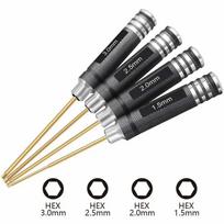 4pcs 1.5 2.0 2.5 3.0mm Hex Screwdriver Set Titanium Hex Hex Wrench Tool Set For Multi-axis FPV RC Tool 4 Pcs