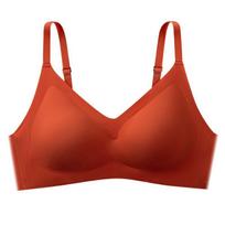 Women's Seamless Thin Thai Underwear: Soft, Wire-Free Support for Small Chests, Gathered to Prevent Sagging and Side Breast Collection. Extra Large plytų raudona spalva