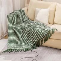 Chenille Knitted Summer Sofa and Air Conditioning Blanket 130*172CM (with Tassels) vyšnių rožinė spalva