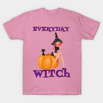T Shirt Women Everyday Witch Happy Halloween Wiccan Mystery Magi Harajuku Print Kawaii Tshirt Summer Short Sleeve Female T-Shirt Top Tee S rožinė