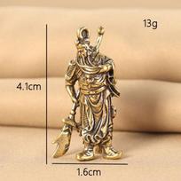 Vintage Copper Chinese God of Wealth Guan Gong Key Chains Pendants Retro Brass Buddha Figurines Men Car Key Rings Lucky Gifts