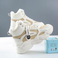 A09 Moteriški plius velvetiniai aukštakulniai tėčio sportbačiai - 2025 m. žiemos leidimas, šilti korėjietiško stiliaus medvilniniai sportbačiai studentams Size 36 kava