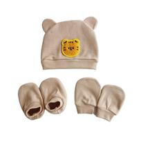 Cute Cartoon Infants Hat and Mittens Set with Matching Gloves Breathable Fetal Cap Socks Perfect Shower Gift for Baby 3