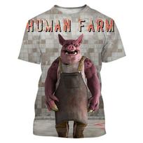 Animal Parody Series 3D Printed Men's T-shirt Parent-child Series Loose Top S
