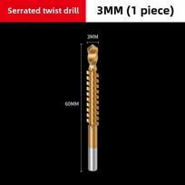 High-speed Steel Twist Drill Bit for Metal with Sawtooth Rotary Head for Multifunctional Use and Expansion Punching Groove. 3mm single auksas