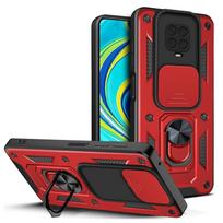 Dėklas Xiaomi Redmi Note 9S Slenkamas objektyvo šarvas Smūgiams atsparus telefono dėklas Redmi Note 9 Pro Max Magnetinio žiedo laikiklio dangtelis For RM Note 9S raudona