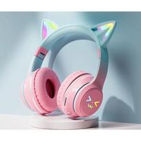 LED Žibintuvėlis Bluetooth Ausinės Mielos Katės Ausytės Belaidės Ausinės su Mikrofonu Vaikams Mergaitėms Stereo Šaunios RGB Ausinės Bluetooth 5.1 mėtinė