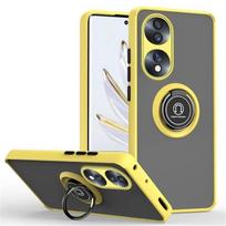 Šarvuotas matinio paviršiaus dėklas, skirtas Honor 90 Smart 70 50 Lite X8b X7b 5G X7a X6a, su žiedu, magnetiniu laikikliu, stoveliu, atsparus smūgiams Coque Fundas For Honor 90 Smart geltona