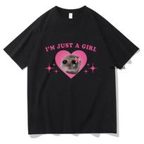 Liūdnas žiurkėno memas esu tik mergina marškinėliai Vyriški/moteriški drabužiai Harajuku estetiški marškinėliai Vintažiniai unisex gatvės drabužiai medvilniniai viršutiniai drabužiai S