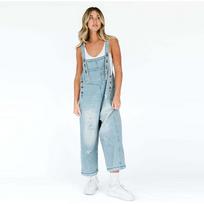 Women Denim Overalls Ripped Baggy Bib Jean Jumpsuit Romper Solid Color Pants with Pockets for Streetwear 2025 Spring Autumn S šviesiai mėlyna spalva