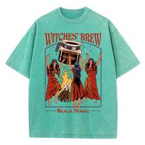 Witches Brew Coffee Black Magic Washed Retro Snow Mens T Shirt Summer Clothes Casual Tee Clothes T-Shirt Cotton Breathable Tops S