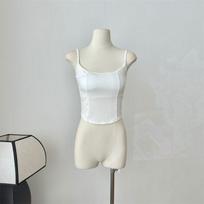 Slim Shoulder Strap Hong Kong Style with Chest Pad Suspender Vest with Beautiful Back Sexy Short Outer Top one size balta