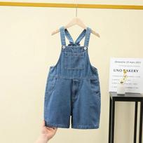 Children's Denim Overalls, Boys and Girls Pants, Big Children's Fashion Casual Summer Clothes 160 mėlyna
