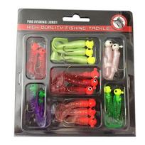 Žvejybos masalų rinkinys Jig Lead Head Kabliukai Minkštas Worm Grub Vienuodeginis masalas 17vnt.