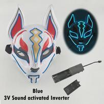 LED Glowing Fox Mask: Japanese Anime Cosplay Halloween Party tamsiai mėlyna spalva